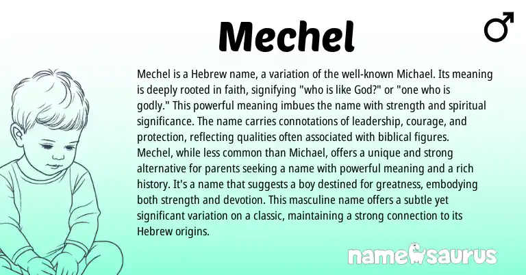 Infographic about Mechel name meaning, Mechel is a name from Hebrew origin(s).
