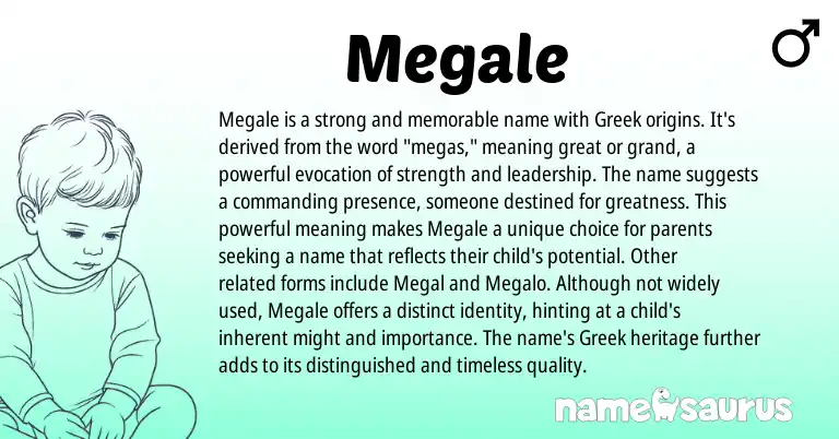 Infographic about Megale name meaning, Megale is a name from Greek origin(s).