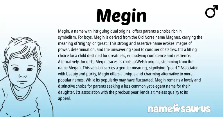 Infographic about Megin name meaning, Megin is a name from Norse, Irish origin(s).