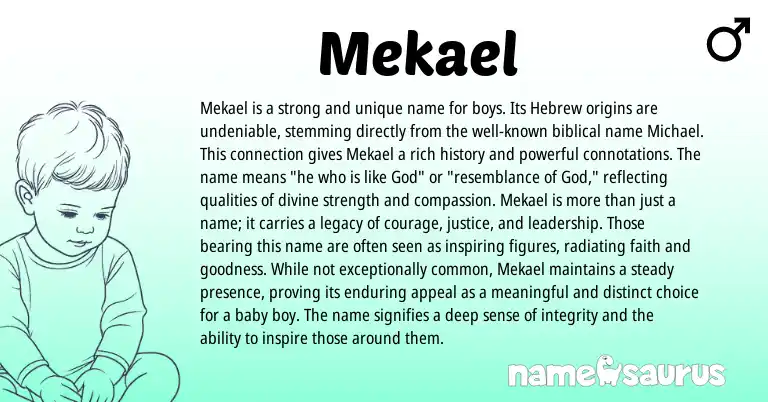 Infographic about Mekael name meaning, Mekael is a name from Hebrew, Arabic, Biblical origin(s).