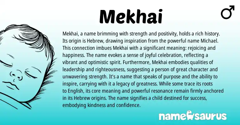 Infographic about Mekhai name meaning, Mekhai is a name from Egyptian, Hebrew origin(s).