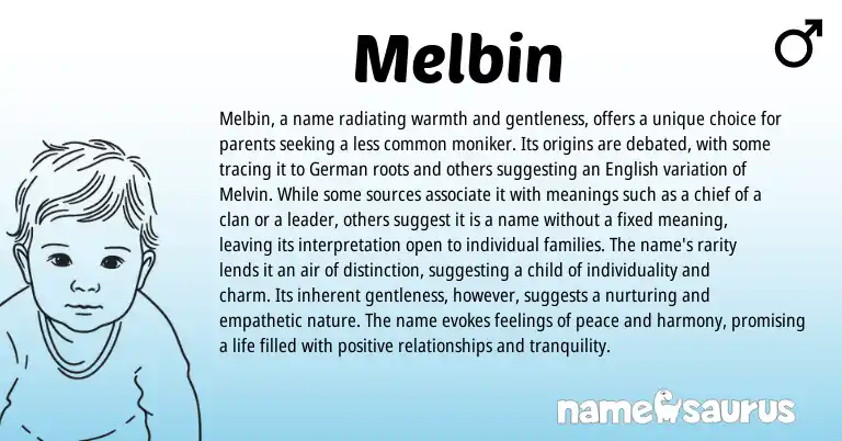 Infographic about Melbin name meaning, Melbin is a name from Irish, Germanic origin(s).