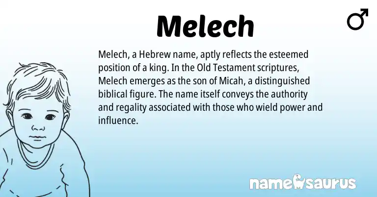 Infographic about Melech name meaning, Melech is a name from Hebrew origin(s).