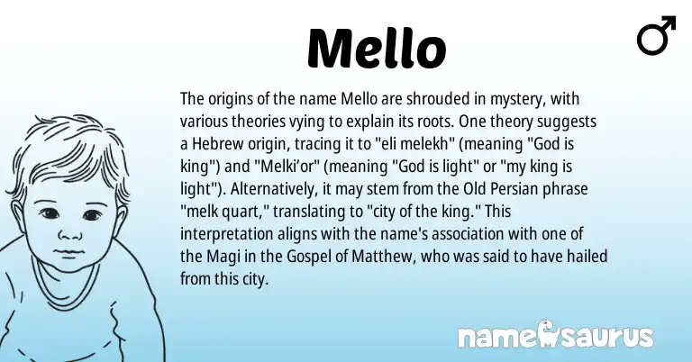 Infographic about Mello name meaning, Mello is a name from Hebrew, Old Persian origin(s).