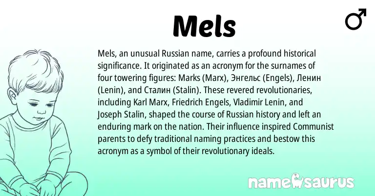 Infographic about Mels name meaning, Mels is a name from Russian origin(s).
