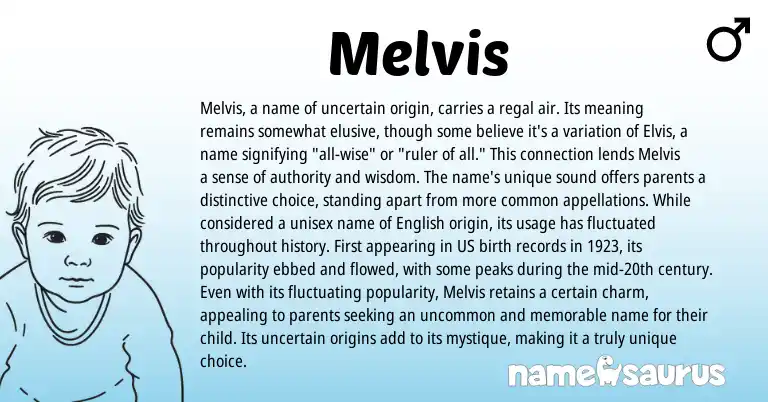 Infographic about Melvis name meaning, Melvis is a name from Other origin(s).
