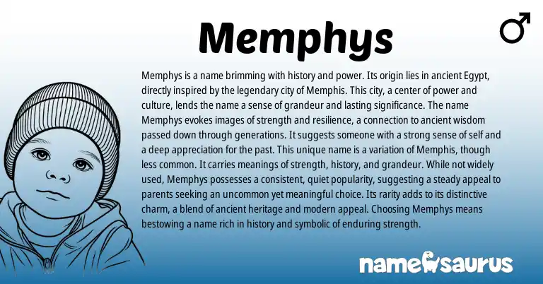 Infographic about Memphys name meaning, Memphys is a name from Egyptian, Greek origin(s).