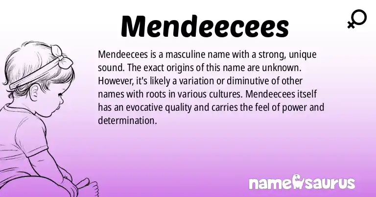 Infographic about Mendeecees name meaning, Mendeecees is a name from N/A origin(s).