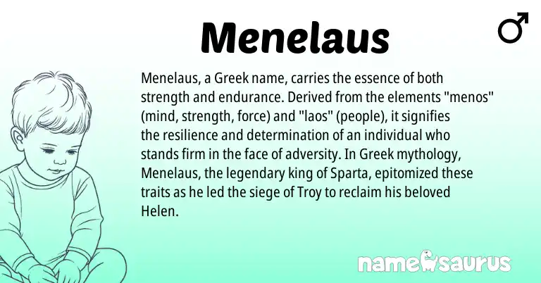 Infographic about Menelaus name meaning, Menelaus is a name from Greek origin(s).