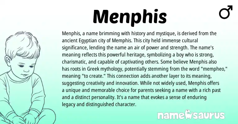 Infographic about Menphis name meaning, Menphis is a name from Egyptian origin(s).