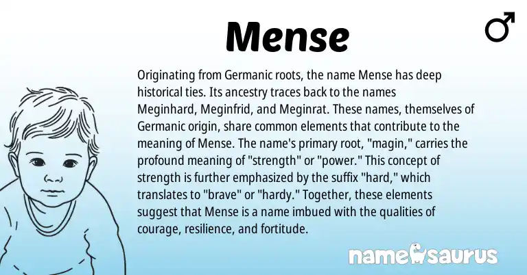 Infographic about Mense name meaning, Mense is a name from Germanic origin(s).