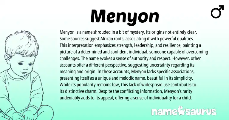 Infographic about Menyon name meaning, Menyon is a name from African origin(s).