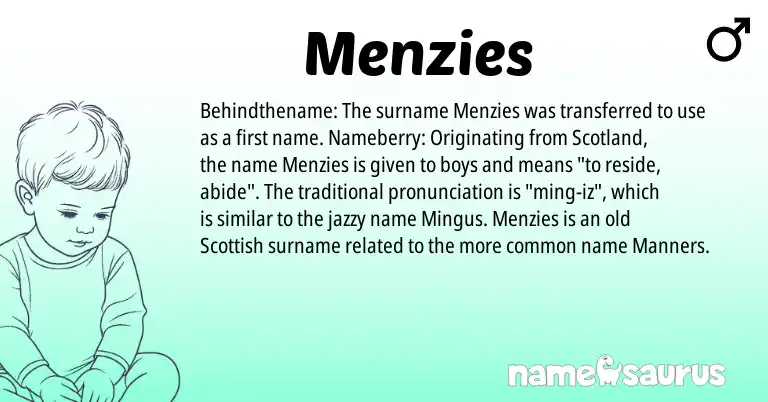 Infographic about Menzies name meaning, Menzies is a name from Scottish origin(s).