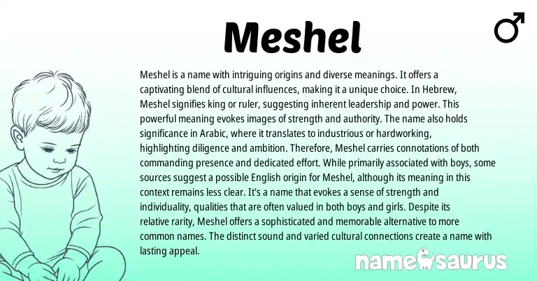 Infographic about Meshel name meaning, Meshel is a name from Hebrew, Arabic origin(s).
