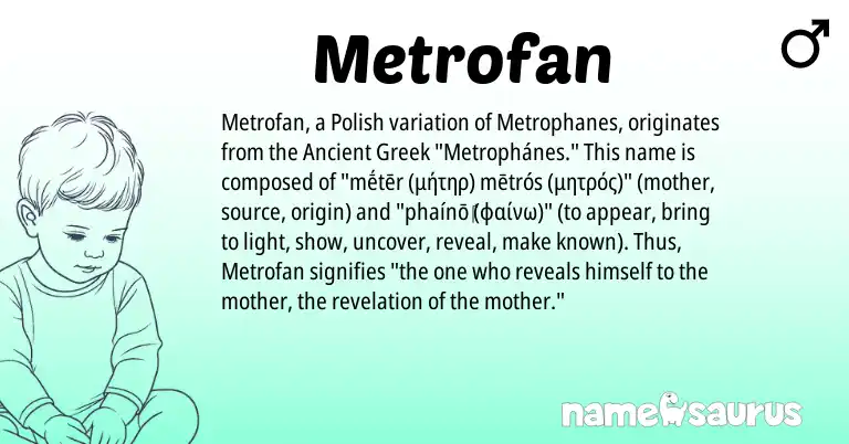 Infographic about Metrofan name meaning, Metrofan is a name from Polish, Ancient Greek origin(s).