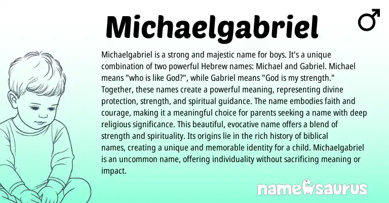 Infographic about Michaelgabriel name meaning, Michaelgabriel is a name from Hebrew origin(s).