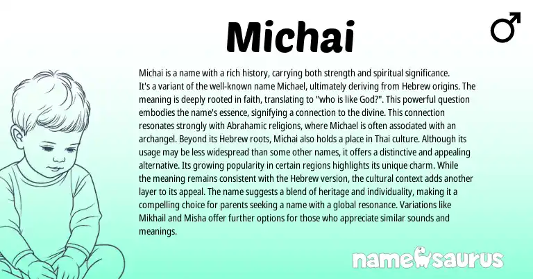 Infographic about Michai name meaning, Michai is a name from Hebrew, Biblical origin(s).