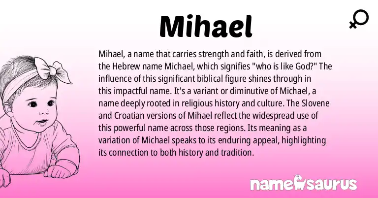 Infographic about Mihael name meaning, Mihael is a name from Slovene, Croatian origin(s).