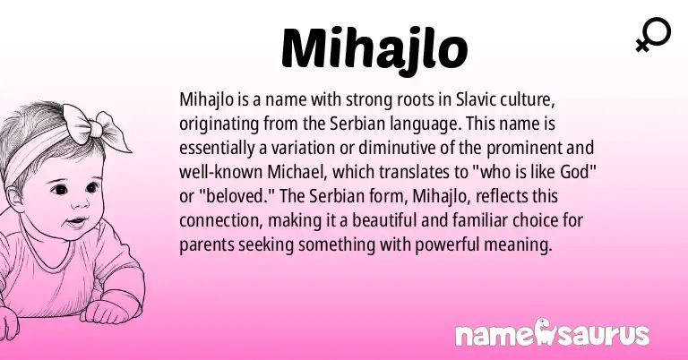 Infographic about Mihajlo name meaning, Mihajlo is a name from Serbian origin(s).