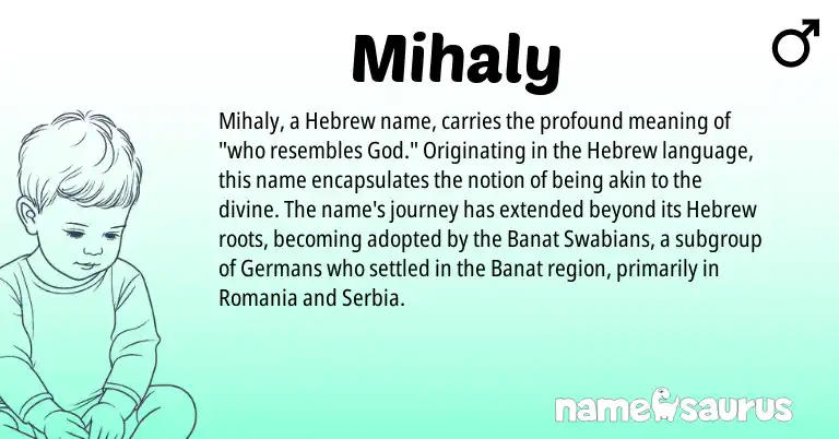 Infographic about Mihaly name meaning, Mihaly is a name from Hebrew origin(s).