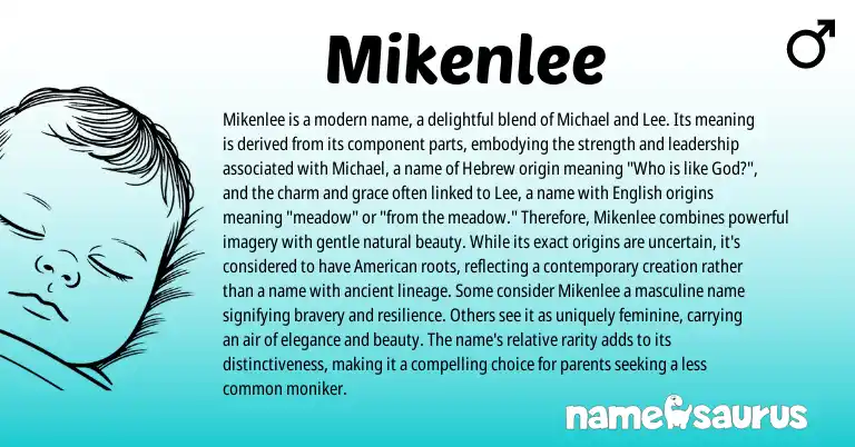 Infographic about Mikenlee name meaning, Mikenlee is a name from Other origin(s).