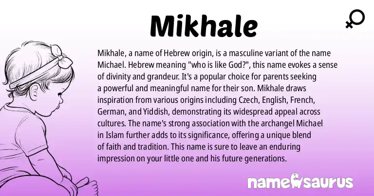 Infographic about Mikhale name meaning, Mikhale is a name from Hebrew origin(s).