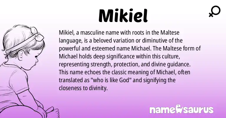 Infographic about Mikiel name meaning, Mikiel is a name from Maltese origin(s).