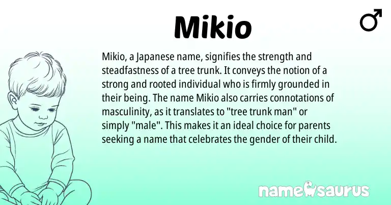 Infographic about Mikio name meaning, Mikio is a name from Japanese origin(s).