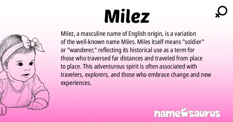Infographic about Milez name meaning, Milez is a name from English origin(s).
