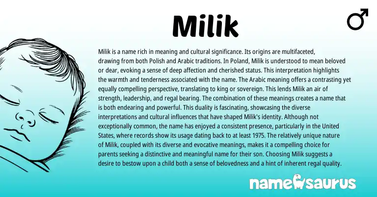 Infographic about Milik name meaning, Milik is a name from Polish origin(s).