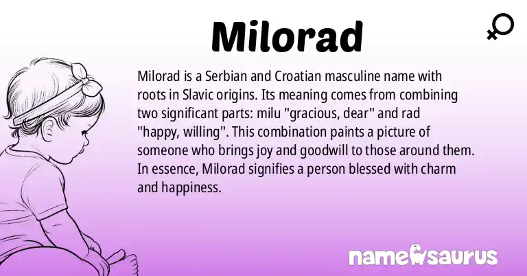 Infographic about Milorad name meaning, Milorad is a name from Serbian, Croatian origin(s).