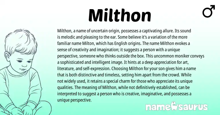 Infographic about Milthon name meaning, Milthon is a name from Other origin(s).