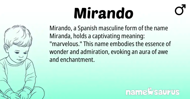 Infographic about Mirando name meaning, Mirando is a name from Spanish origin(s).