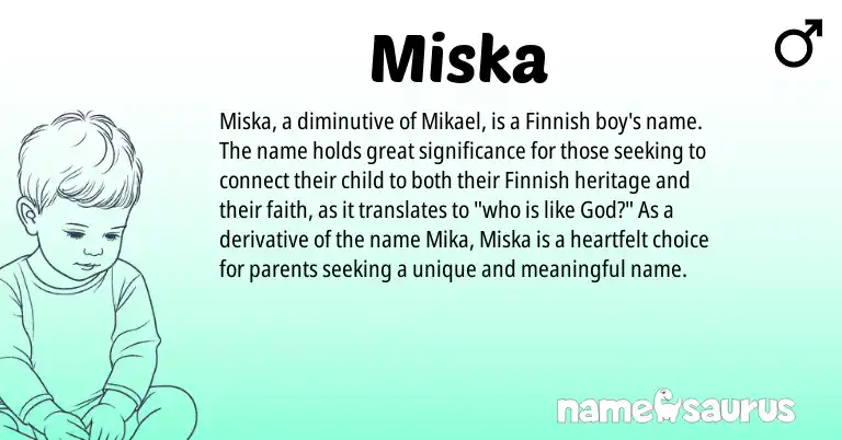 Infographic about Miska name meaning, Miska is a name from Finnish origin(s).