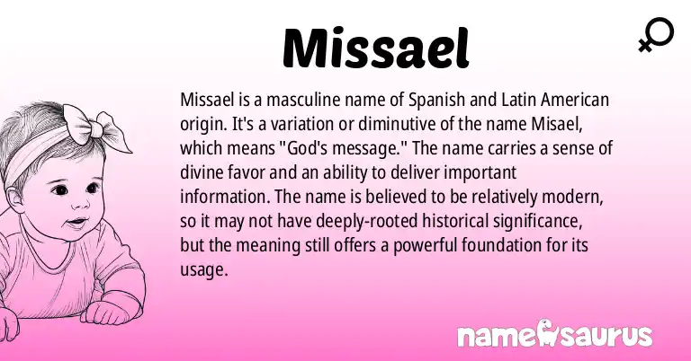 Infographic about Missael name meaning, Missael is a name from Spanish (Latin American) origin(s).
