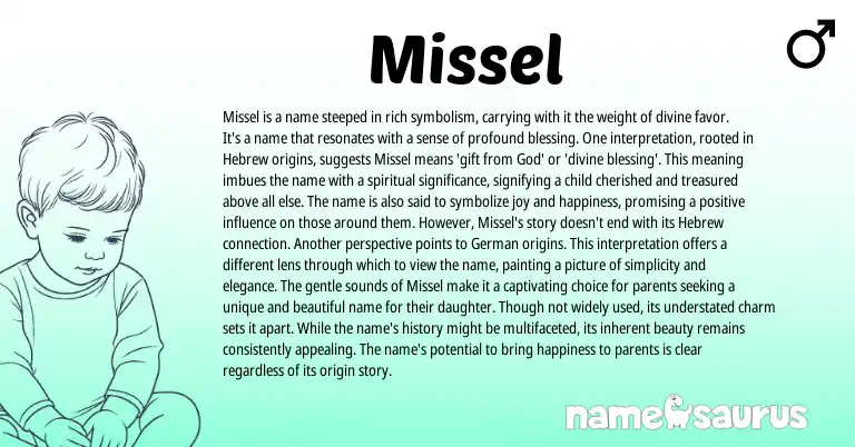 Infographic about Missel name meaning, Missel is a name from Hebrew origin(s).