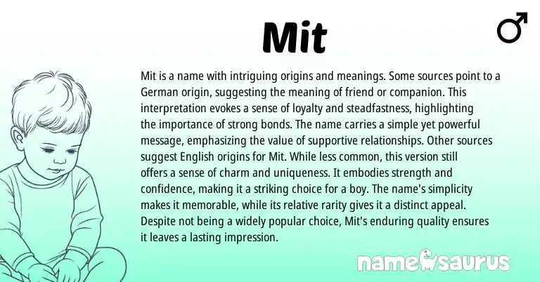 Infographic about Mit name meaning, Mit is a name from Germanic origin(s).