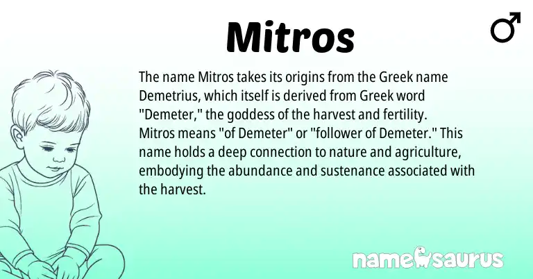 Infographic about Mitros name meaning, Mitros is a name from Greek origin(s).