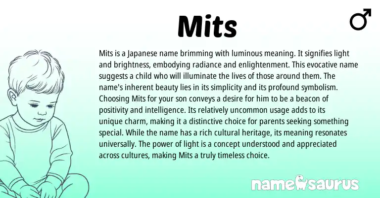 Infographic about Mits name meaning, Mits is a name from Japanese origin(s).
