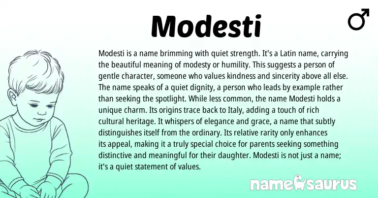 Infographic about Modesti name meaning, Modesti is a name from Latin origin(s).