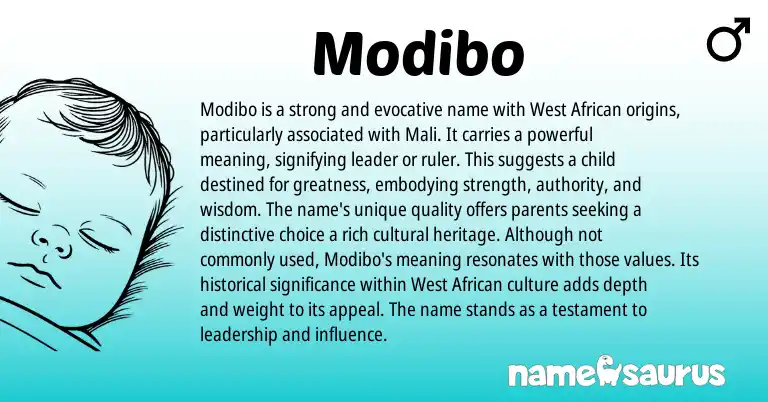 Infographic about Modibo name meaning, Modibo is a name from African, Western origin(s).