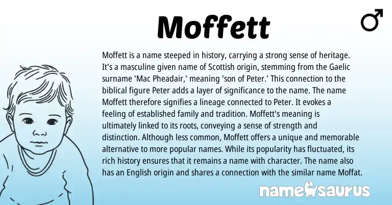Infographic about Moffett name meaning, Moffett is a name from Scottish, Gaelic, English origin(s).