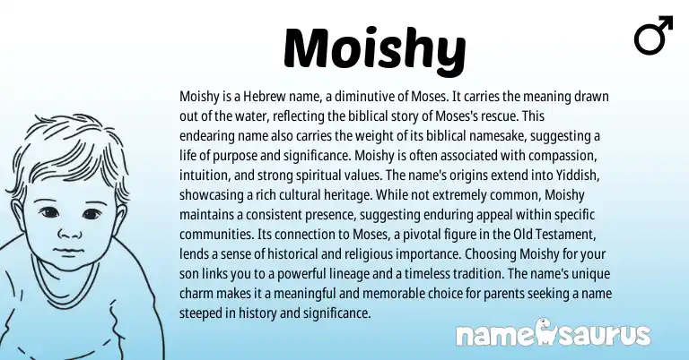 Infographic about Moishy name meaning, Moishy is a name from Hebrew, Biblical origin(s).