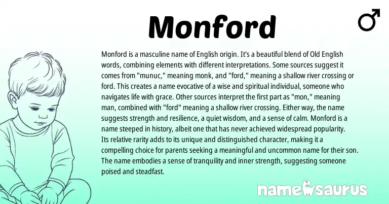 Infographic about Monford name meaning, Monford is a name from English origin(s).