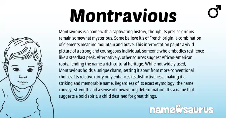 Infographic about Montravious name meaning, Montravious is a name from French origin(s).