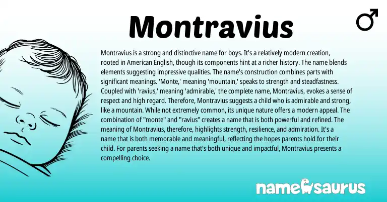 Infographic about Montravius name meaning, Montravius is a name from Latin origin(s).