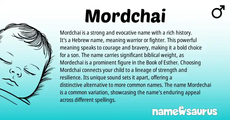 Infographic about Mordchai name meaning, Mordchai is a name from Hebrew origin(s).
