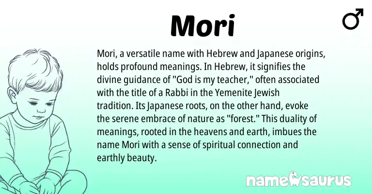 Infographic about Mori name meaning, Mori is a name from Jewish, Japanese, Hebrew origin(s).