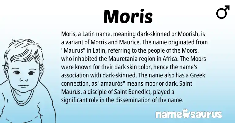 Infographic about Moris name meaning, Moris is a name from Latin, Greek origin(s).