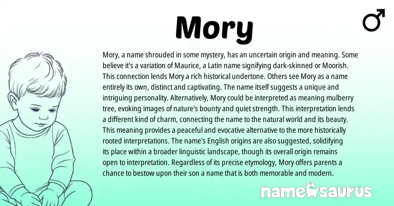 Infographic about Mory name meaning, Mory is a name from Cyprus, Latin, English origin(s).